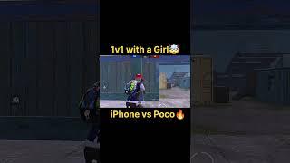 1v1 with a Cute girl iPhone vs poco  #shorts #short #shortsvideo #bgmi #pubgmobile #shortsfeed