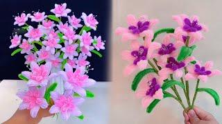 Beautiful Pipe Cleaner Flower Craft | Pipe Cleaner Flower Making Step By Step - DIY Flower