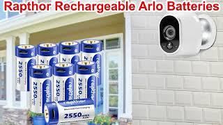 Rapthor 8 Pack 850mAh RCR123A Rechargeable Batteries for Arlo