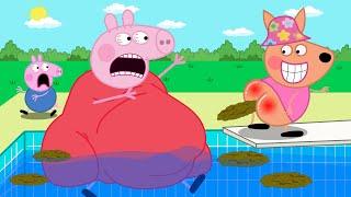 Will Peppa's fat mom escape part 2 of the game "Who can hold back laughter the best"? | Peppa Funny