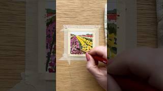 Watercolor tulip field for painting 40! Another great way to use 1 point perspective
