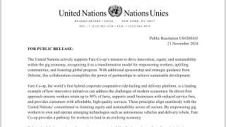 United Nations Secretary General and Deloitte endorse hybrid Fare Co-op model