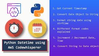 Python Datetime | Generate code with Codewhisperer and work with Date, Time, Formats and Timedelta