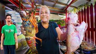 Trinidad’s Seafood Queen!!  LOBSTER MOUNTAIN + Breadfruit Oil Down in Toco, Trinidad!!