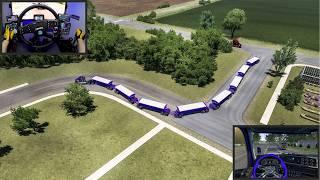 INSANE! Driving 8-Trailer Road Train Through City Streets!  - American Truck Simulator - Moza R21