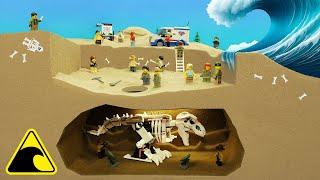 Trapped in an Ancient Dinosaur Cave  - Tsunami Lego Dam Breach - Archaeologist Flood Disaster