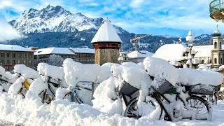 Walking in Lucerne after Heavy Snowstorm ️