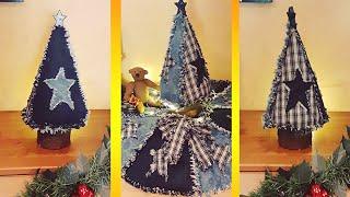 Christmas tree DIY recycle jeans. Как сделать елку из джинсов.