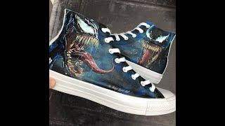 VENOM CUSTOM CONVERSE TUTORIAL | CUSTOM SNEAKERS | HOW TO PAINT SHOES