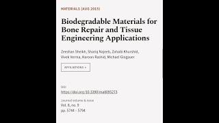 Biodegradable Materials for Bone Repair and  Tissue Engineering Applications | RTCL.TV