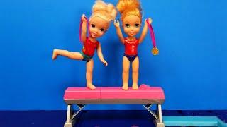 Gymnastics ! Elsa & Anna toddlers - competition - Barbie