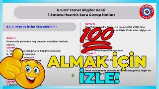 6.Sınıf Temel Dini Bilgiler 1.Dönem 1.Yazılı (Yeni Sınav Sistemine göre)