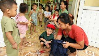 Tom's first day of school | Little Tom's family's journey of casting nets to catch fish