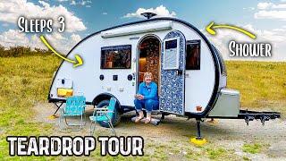 AWESOME Tiny Teardrop Camping Trailer For Solo Woman Traveling | FULL TOUR