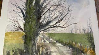 #painting a country lane in #watercolors!