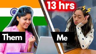 13 hours studying? Trying INDIAN students study routine + speaking Hindi