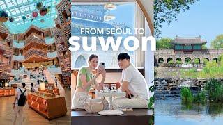 seoul to suwon  magical library, aesthetic cafes, beautiful historical city | korea vlog