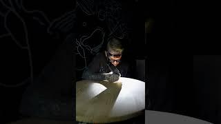 Teaching myself how to engrave on this circular wood panel i found #engraving #learning #newskills