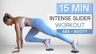 15 min INTENSE SLIDER WORKOUT | Abs, Booty and Legs | Killer Core Burn