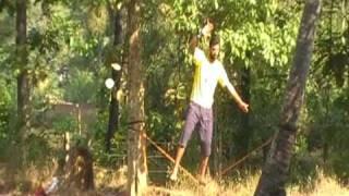 slackline with childrens.India 2009