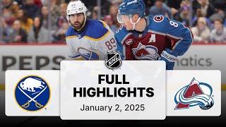 NHL Highlights | Sabres vs. Avalanche | January 02, 2025