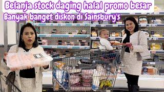 BELANJA STOCK DAGING HALAL PROMO BESAR || BANYAK BANGET DISKON DI SAINSBURY’S