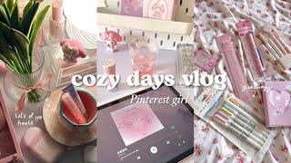 a cozy vlog  Pinterest girl life, stationery giveaway, hauls, what I eat + more | aesthetic vlog