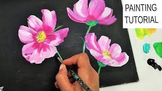 How to Paint FLOWERS easy Painting Technique | Step by Step for Beginners