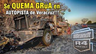 Se QUEMA GRUA en AUTOPISTA de Veracruz!!!