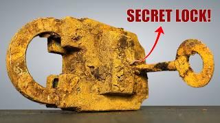 Extremely Rusty Antique 'Secret Button' Lock Restoration