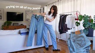 declutter with me! trying on all of my jeans... help