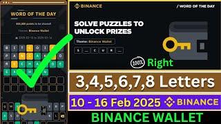 Theme Binance  Wallet WOTD | Binance Crypto WODL Answers Today | All Letters WOTD