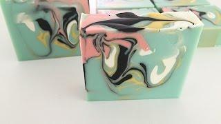 Soapish hanger swirled, Carribbean Soapmaking and cutting.