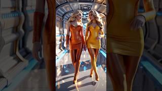 Two Stunning Lady Bosses in a Futuristic Office on a Sunlit Planet | #Shorts #AI #scifi