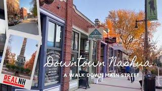 Downtown Nashua NH walking tour - Sidewalk Cafes & street scenes - Nashua, New Hampshire