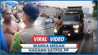 Detik-detik Warga Medan hadang Satpol PP Sampaikan Kekesalan Larangan Angkringan Berjualan