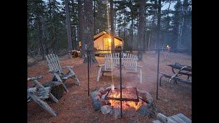 THE TENT. Cutting my way in. Trees down. Opening it for the season. Damage at the Backwoods Cabin.