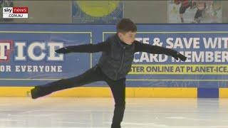 Ukrainian figure skater returns home