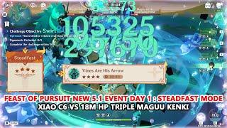 Feast of Pursuit New 5.1 Event Day 1 : Steadfast Mode - Xiao C6 vs 18M HP Triple Maguu Kenki