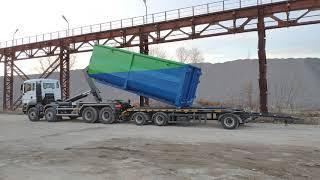 Перегрузка контейнера под мультилифт "Hard Bend" на прицеп