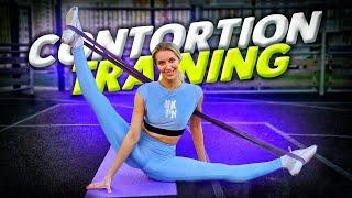 Front bend training. Ballerina contortion training. Yoga poses and oversplit stretching. Flexshow