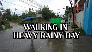 Walking in Heavy Rain And Thunder Storm at Lapu Lapu(Cebu)  in Philippines