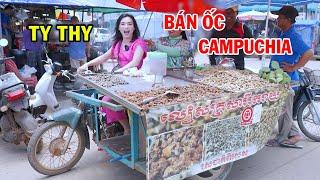 Ty Thy bất ngờ sang Campuchia bán ốc và con lía trộn muối ớt - Ty Thy Vlog Gỏi đu đủ