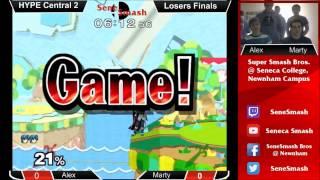 HYPECENTRAL 2 - Alex (White Marth) Vs. Marty (Marth) - SSBM - Losers Finals