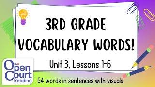 Open Court Reading 3rd Grade Vocabulary Words for UNIT 3 (Definitions + Sentences) ESL CLASS FOR YOU