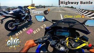 Yamaha R15 V3 Vs R15M-Drag Race/Race Till Their Potential/Close Calls/ Result??/@tracktwister