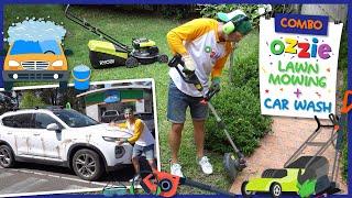 Lawn Mowers + Car Wash Fun For Kids With Ozzie | Educational Video For Kids Like Blippi