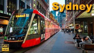 Sydney Australia Walking Tour - Busy George Street in the Evening | 4K HDR