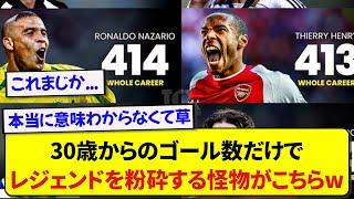 【伝説】30歳以降のゴール数だけでサッカー界のスーパースターを蹴散らす、とんでもない化け物選手がこちらですwwwww