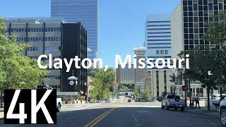 Mega Suburb - Clayton, Missouri 4K Street Tour - Driving the City Center and Beautiful Neighborhoods